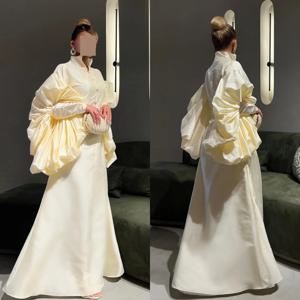 맞춤형 S 드레이프 플리츠 구김, 이브닝 A 라인 하이 칼라, 맞춤형 가운, 긴 드레스