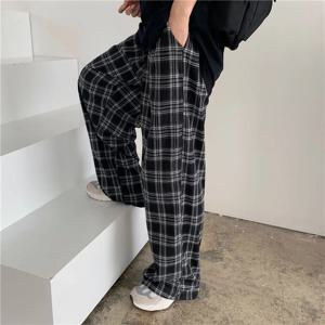 S-3Xl 체크 무늬 와이드 레그 팬츠 여성 하라주쿠 오버 사이즈 스웨트 팬츠 streetwear 빈티지 하이 웨이스트 헐렁한 조깅 모든 경기 바지