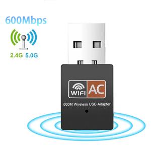 600Mbps USB 와이파이 블루투스 어댑터 2in1 동글 듀얼 밴드 2.4G 5GHz USB 와이파이 안테나 포함 PC 미니 컴퓨터 네트워크 카드 수신기