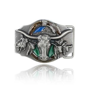 웨스턴 벨트 버클, 초기 빈티지, 카우보이 로데오 실버, 대형 스컬 벨트 버클, 남녀공용