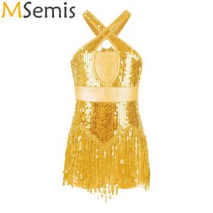 여아용 라틴 발레 저지 댄스 의상, 차차 퍼포먼스, 코스튬 스팽글, 태슬 밑단 스커트, 볼룸 댄스 레오타드 원피스