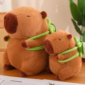 귀여운 Capybara 플러시 장난감 박제 동물 Capibara 거북이 배낭 Kapibala 부드러운 인형 어린이 장난감 생일 크리스마스 선물