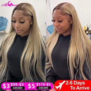 애쉬 블론드 인모 가발 13x4 투명 레이스 프론트 가발 인모 200% 밀도 애쉬 블론드 스트레이트 레이스 프론트 가발 여성용