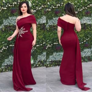 맞춤형 중국 스타일 저지 스팽글 칼집 원 숄더 롱 드레스 맞춤형 행사 절묘한