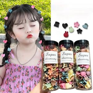 50pcs 무광택 플라스틱 미니 토끼 머리 머리 발톱 헤어 클립 크랩 아기 Gilrs 달콤한 작은 머리핀 꽃 바레트 헤어 액세서리