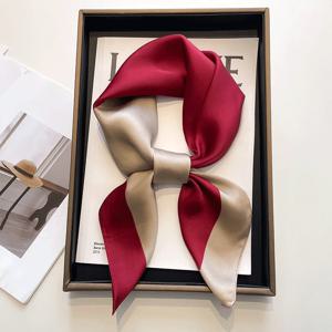 럭셔리 70cm 실크 스카프 여성 패션 실크 새틴 Neckerchief 여성 헤어 넥타이 머리띠 머리 장식 여성 두건 가방 스카프
