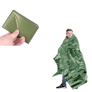 비상용 열 판초 담요, 경량 접이식 방수 방풍 햇빛가리개, 재사용 가능한 응급 처치 캠핑 매트 패드 커버