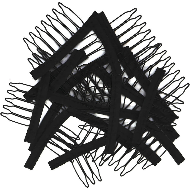 가발을 보안하는 50Pcs 가발 빗 가발 모자를 만들기위한 천으로 가발 빗 가발 클립 강철 재료 클립 빗
