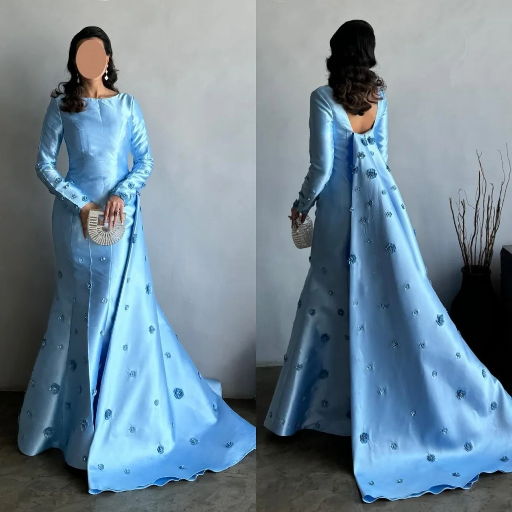 맞춤형 포멀 플리츠 플라워 인어 오넥 미디 드레스, 맞춤형 주문 드레스, 클래식 절묘한 모던 스타일, 목교 유니즈