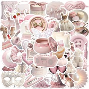 10/30/50PCS Kawaii 핑크 발레 PVC 스티커 미적 한국어 노트북 편지지 장식 Scrapbooking 학교 용품 어린이를위한