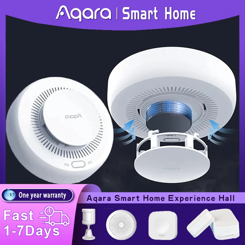 Aqara 스마트 연기 감지기 센서 Zigbee 3.0 화재 경보 모니터 사운드 경고 홈 보안 APP Xiaomi Mi home Homekit과 함께 작동