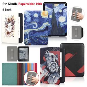 Kindle Paperwhite 10 세대 케이스 6 인치 2018 PU 가죽 케이스 (핸드 벨트 스트랩 포함) PQ94WIF Paperwhite 4 수면 커버