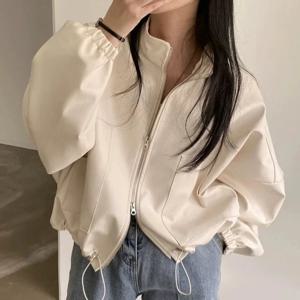 여성용 펑크 블랙 가죽 재킷, 루즈 지퍼 크롭 가죽 재킷, 캐주얼 모토 바이커 스트리트웨어 가죽 코트, 겨울