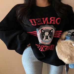 2025 가을 겨울 두꺼운 플리스 여성용 스웨트셔츠 다용도 레이지 스타일 한국 통근룩 라운드넥 긴팔 루즈핏