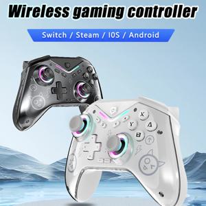 CM-619 무선 컨트롤러는 IOS/안드로이드/PC/스위치2를 지원하며, 눈부신 조명과 프로그램 버튼이 있는 듀얼 모터 게임패드입니다.