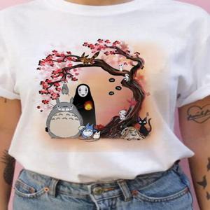 여름 남성과 여성 반팔 스튜디오 지브리 토토로 티셔츠 하라주쿠 카와이 토토로 지브리 편안한 캐주얼 티셔츠