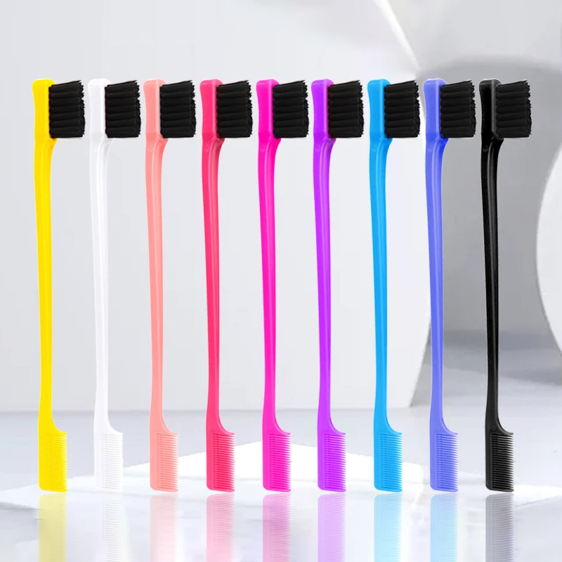 정전기 방지 헤어 에지 브러쉬 빗 2-in-1 양면 엣지 컨트롤 브러쉬 헤어 스타일링 도구 (빗 포함), 실제 헤어 가발 전용