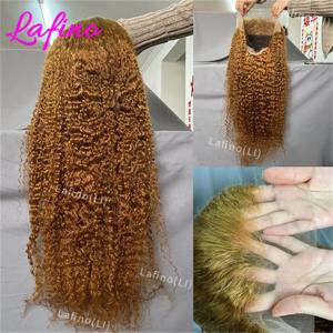 허니 블론드 인모 가발 곱슬 가발 13x6 Hd 레이스 정면 가발 13x4 딥 웨이브 정면 가발 30인치 # 27 컬러 인모 가발