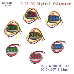 DC 0V-100V 0.28 인치 LED 디지털 전압계 전압 측정기 볼트 검출기 모니터 테스터 패널 자동차 12V 24V 빨간색 녹색 파란색 노란색