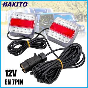1 세트 12V 방수 후면 견인 테일 라이트 14 LED 트레일러 10m 케이블 EN 7 핀 10m 브레이크 램프 중지 라이센스 번호 플레이트 반사판