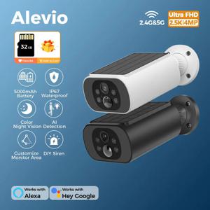 ALEVIO 2.5K 야외 태양열 카메라 무선 캠 WIFI 울트라 대기 시간 PIR 모션 라이트 컬러 야간 투시경 AI 감지 배터리 캠