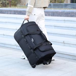 견고한 바퀴 달린 더플 백 접이식 방수 롤링 수하물, 조절 가능한 어깨 끈 및 여행용 체육관용 포켓 포함