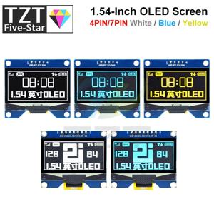 TZT 1.54 인치 4PIN 7PIN 흰색 파란색 OLED 스크린 모듈 CH1116 / SSD1309 드라이브 IC SSD1306 SPI 인터페이스 128*64 호환
