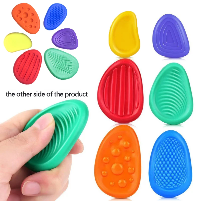 6Pcs Fidget 장난감 감각 돌 질감 부드러운 걱정 돌 자폐증 조용한 Fidgets 스트레스 특별한 요구 어린이를위한 불안 완화 선물