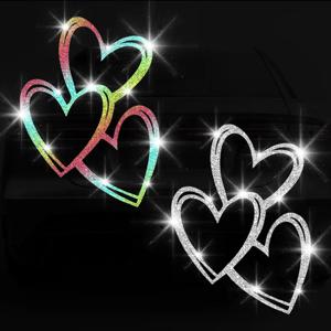 1PC 세 하트 반짝이 장식 자동차 스티커 방수 DlY 자동 창 바디 범퍼 연료 탱크 캡 장식 비닐 데칼