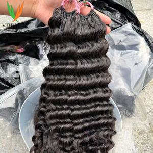 VBeauty 딥 웨이브 크로셰 인모 16-24인치 100% 인모 100g/lot 여성용 미리 분리된 인모