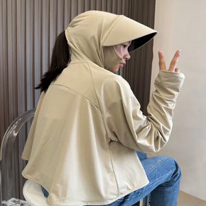 여성용 여름 얇은 아이스 실크 자외선 차단 의류 야외 비치 요가 아우터웨어 재킷 스트레이트 레그 지퍼 긴팔 후드티