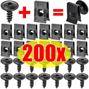 200/20pcs 자동차 셀프 태핑 나사 패스너 자동 금속 U 자형 스페이서 셀프 태핑 나사 키트 자동차 수정 액세서리