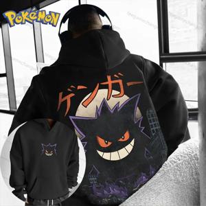 포켓몬 게임 슈퍼 쿨 Gengar 프린트 후드 남성과 여성 가을/겨울 New Y2K 하라주쿠 대형 캐주얼 트렌드 스웨터 탑