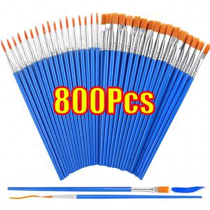1-800pcs 어린이 예술가를위한 아크릴 페인트 브러쉬 세트 수공예 예술 수채화 유화 브러쉬 플랫 라운드 뾰족한 브러쉬