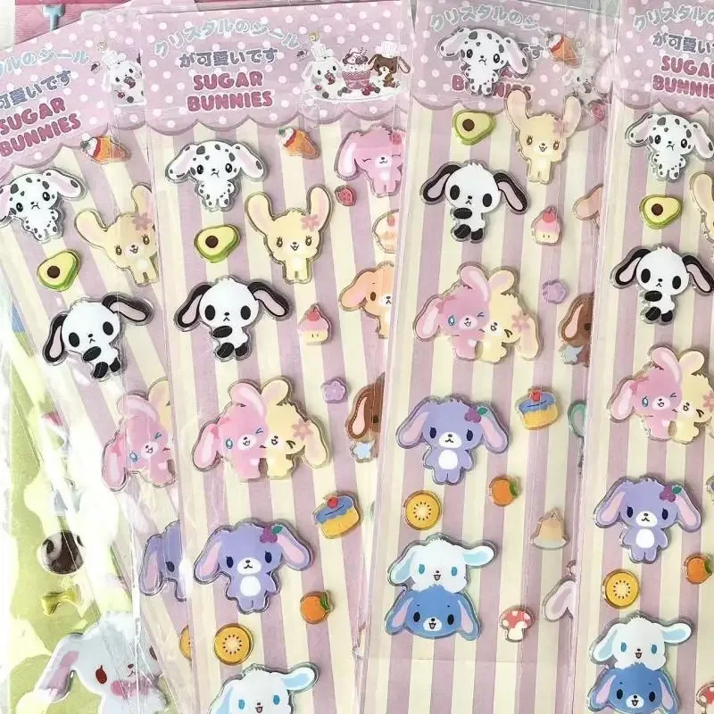 Sanrio Bonbonribbin 스티커 Kawaii 만화 귀여운 Sugarbunnies 핸드 계정 3D 크리스탈 스티커 소녀의 생일 선물 장식
