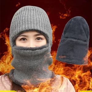 가을 겨울 패션 단색 신상 산호 플리스 모자 스카프 따뜻한 울 니트 모자 여성용 이중 보호 캡