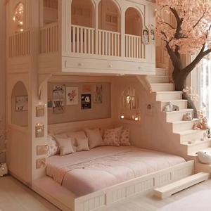 심플 가드 레일 키즈 침대 이층 안전 맞춤 디자인 어린이 침대 공주풍 모던 카마스 인판틸레스 가구