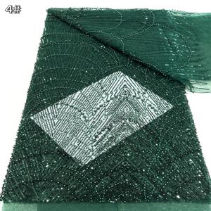 아프리카 프랑스 스팽글 레이스 원단 2025 고품질 튤 레이스 나이지리아 비즈 자수 드레스 파티 웨딩용 소재