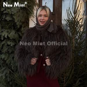 네오 민트 겨울 2025 태슬 인조 모피 코트 여성용 스타일리시 시크 플러피 퍼 재킷 퍼리 폭스 퍼 오버코트 소녀용 샤기 아우터웨어