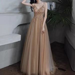 헤비 인더스트리 네일 비즈 스트랩 이브닝 드레스 2026 신상 연례 모임 생일 파티 페어리 스타일 롱 스타일 연회 드레스