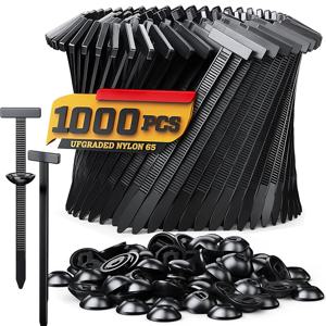 1000-100세트 셀프락킹 유니버설 나일론 케이블 타이 버클 헤비 듀티 지퍼 타이 핀 & 버튼 포함 자동차 일상 수리 고정 스트랩