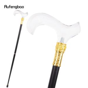 투명한 고급 레진 손잡이 패션 워킹 스틱 파티 장식용 워킹 케인 우아한 크로시어 손잡이 워킹 스틱 92cm