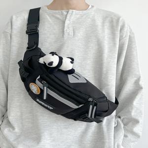 남성용 크로스바디 백 하라주쿠 스타일 사이클링 숄더백 학생용 캐주얼 나일론 소재 지퍼 클로저 소프트 중형 가방