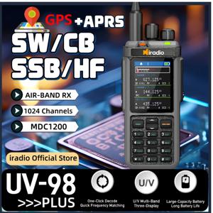 아이라디오 UV-98 GPS APRS 트라이 스탠바이 트라이 디스플레이 AM/CB/SSB HF 햄 라디오 1024채널 AM LW MW SW UHF VHF 수신 송신 듀얼 안테나