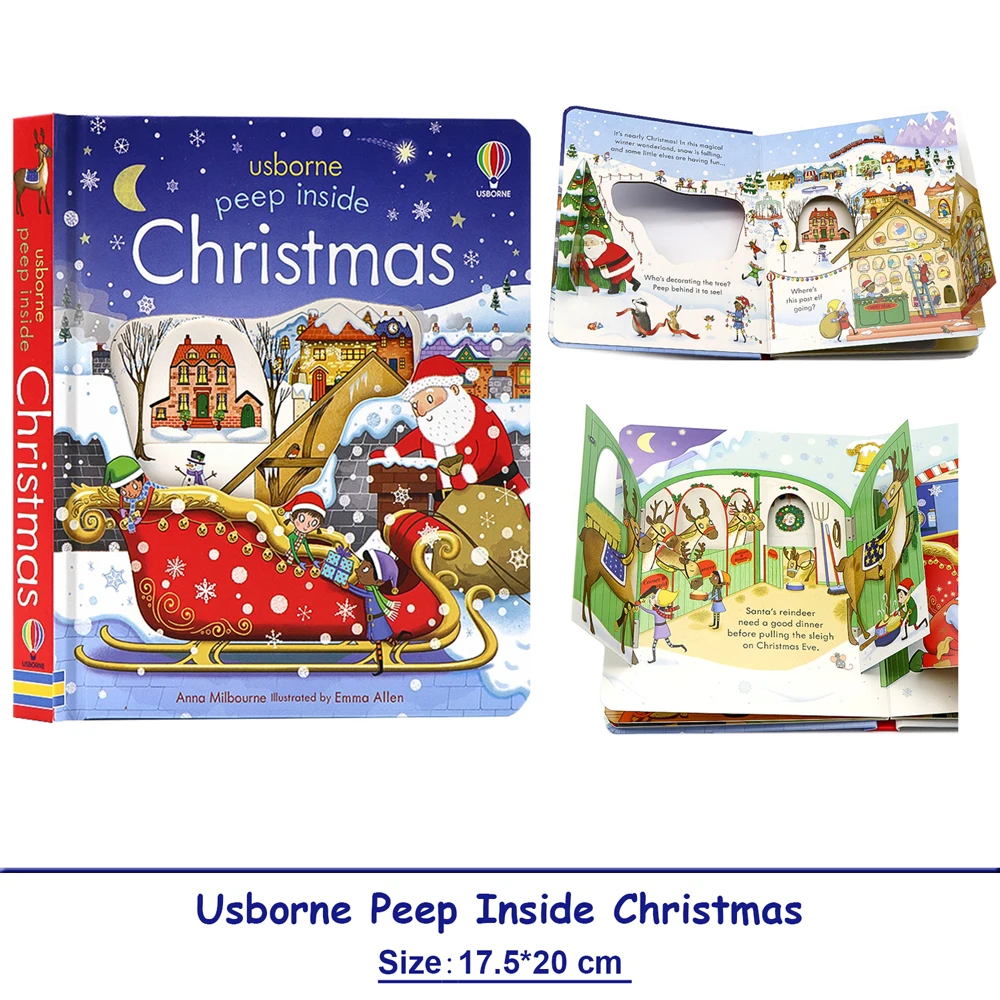 Usborne Peep Inside 크리스마스 3D 플랩 그림책 몬테소리 교육용 영어책 어린이 취침 독서용