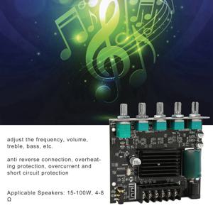 ZK-TB21 블루투스 5.0 서브우퍼 앰프 보드 50W*2+100W 2.1 채널 파워 오디오 스테레오 베이스 AMP TPA3116D2