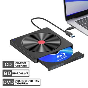 외부 Blu-ray 드라이브, 휴대용 Blu-ray 플레이어 및 CD DVD 버너 – USB 3.0 및 Type-C BD/DVD/CD 리더기, 노트북 PC용 경량
