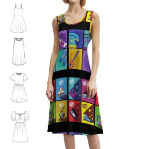 빈티지 레트로 90년대 스티커 팩 스윗하트 넥라인 드레스 우아한 여름 파티 드레스 여성용 미적 멋진 90년대 나인티