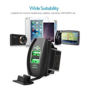 듀얼 USB 로커 스위치 충전기 3.1A 출력, RV 및 자동차용 맞춤 디자인, 방수 시가 라이터 소켓 LED 표시등 포함