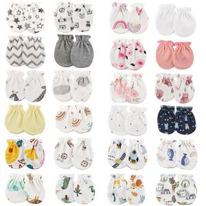 6쌍/세트 신생아 장갑 만화 프린트 아기 남아 여아 벙어리장갑 신생아 얼굴 보호 벙어리장갑 아기 샤워 선물 100% 면